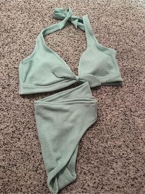 Target Mint Green Textured High-Waist Bikini Large NWT